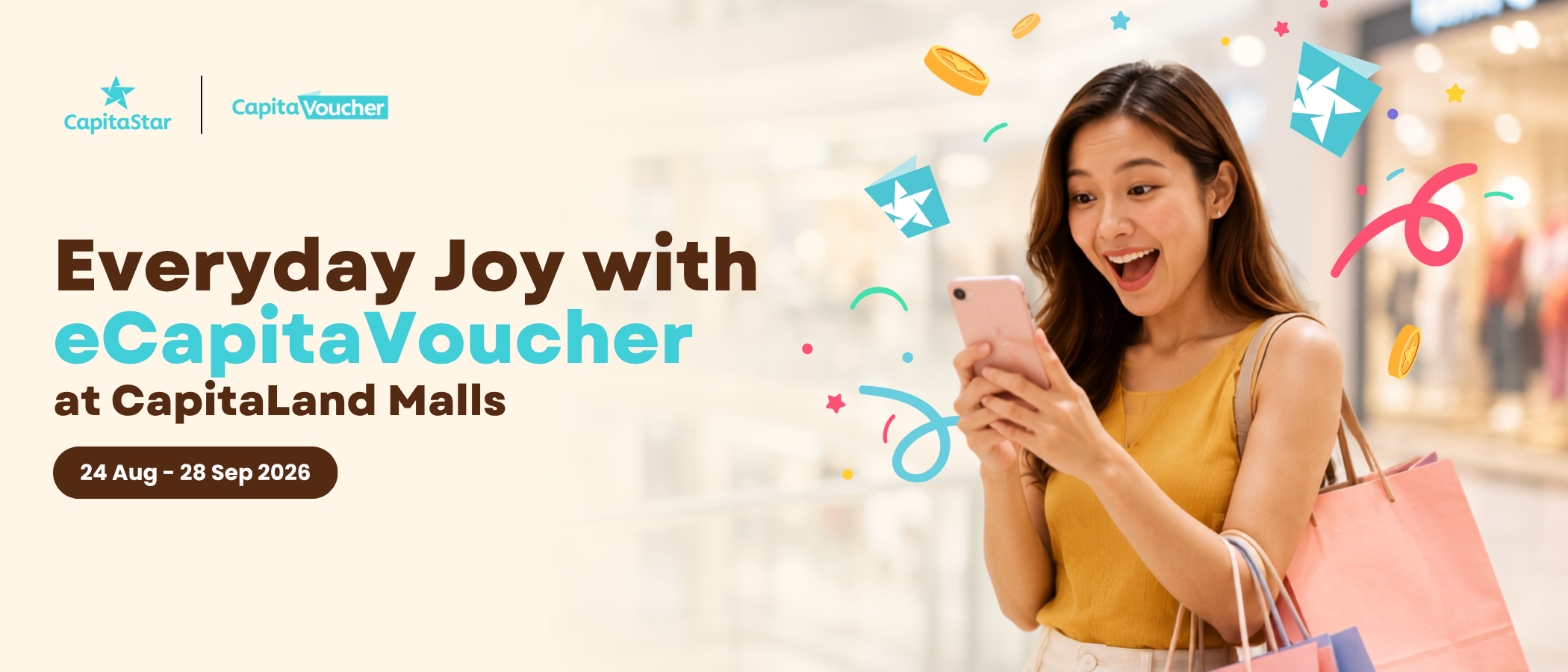 Everyday Joy with eCapitaVoucher at CapitaLand Malls (24 August to 28 September 2026)